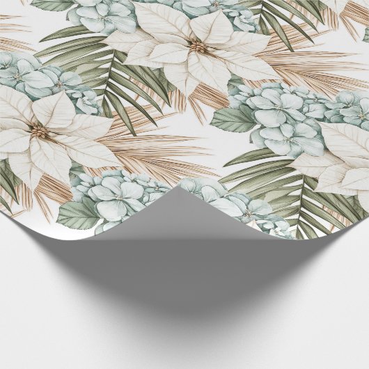 Tropical Blue White Blume Hochzeit Geschenkpapier (Ecke)