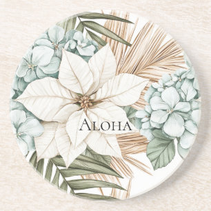 Tropical Blue White Blume Hochzeit Getränkeuntersetzer