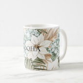 Tropical Blue White Blume Hochzeit Kaffeetasse (VorderseiteRechts)