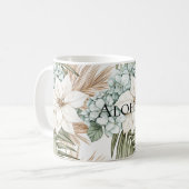 Tropical Blue White Blume Hochzeit Kaffeetasse (Vorderseite Links)