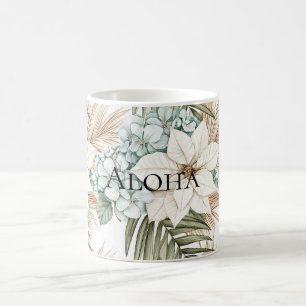 Tropical Blue White Blume Hochzeit Kaffeetasse