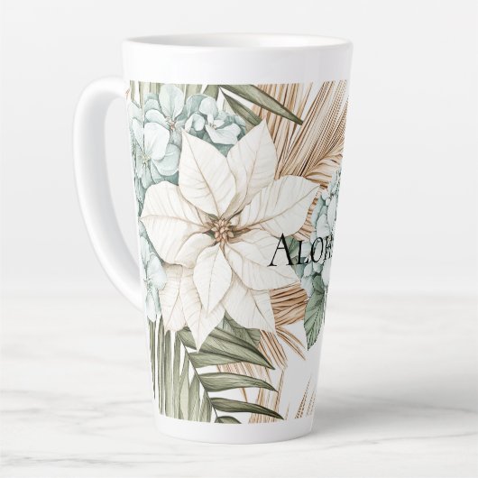 Tropical Blue White Blume Hochzeit Milchtasse (Linke Ecke)