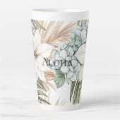 Tropical Blue White Blume Hochzeit Milchtasse (Vorderseite)