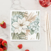 Tropical Blue White Blume Hochzeit Serviette (Beispiel)