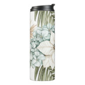 Tropical Blue White Blume Hochzeit Thermosbecher (Nach links gedreht)