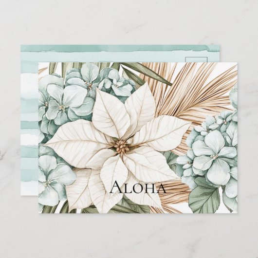 Tropical Blue White Blume Postkarte (Vorne/Hinten)