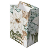 Tropical Blue White Flowers Wedding Mittlere Geschenktüte (Vorderseite Schrägansicht)