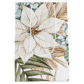 Tropical Blue White Flowers Wedding Mittlere Geschenktüte (Rückseite)