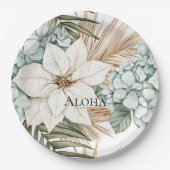 Tropical Blue White Flowers Wedding Pappteller (Vorderseite)