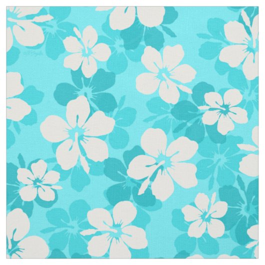 Tropical Blue White Hibiskus Blume Muster Stoff (Muster)