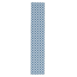 Tropical Blue White Ikat Quatrefoil Art Muster Kurzer Tischläufer