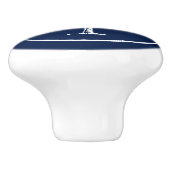 Tropical Blue White Palm Tree Personalisiert Keramikknauf (Seitenansicht)