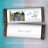 Tropical Blue, White Wedding Candy Bar Wrapper