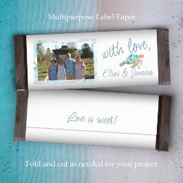 Tropical Blue, White Wedding Candy Bar Wrapper