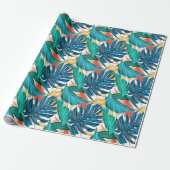 Tropical Blue yelllow leaves  Geschenkpapier (Ungerollt)