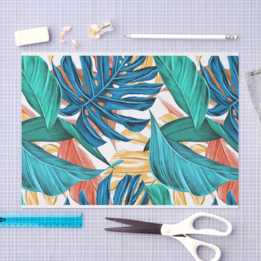 Tropical Blue yelllow leaves  Seidenpapier (Handwerk)