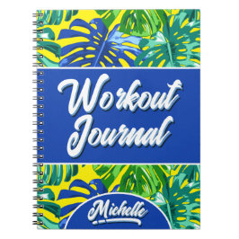 Tropical Blue Yellow Jungle Blätter Workout Notizblock
