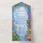 Tropical BlueMarble Flamingo Alles in einer Einlad All In One Einladung (Innen Boden)