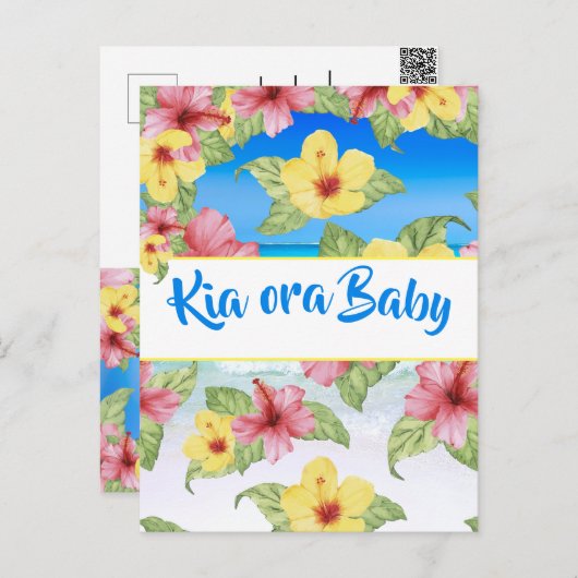 Tropical Blume Baby Shower Beach Kia Ora Baby Postkarte (Vorne/Hinten)