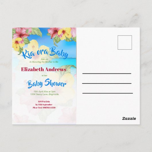 Tropical Blume Baby Shower Beach Kia Ora Baby Postkarte (Rückseite)