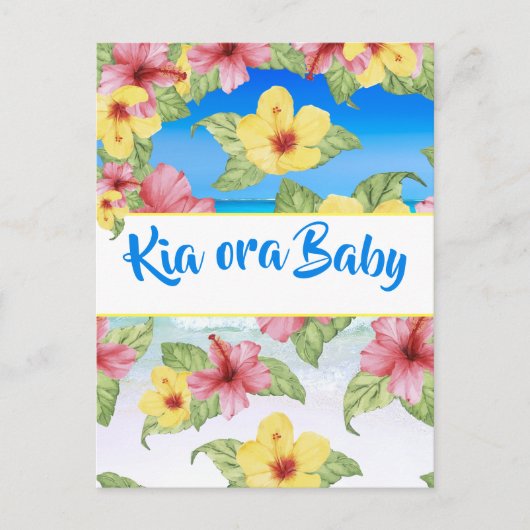 Tropical Blume Baby Shower Beach Kia Ora Baby Postkarte (Vorderseite)