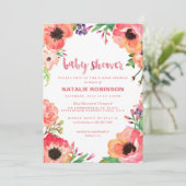 TROPICAL BLUME Babydusche Einladungen (Stehend Vorderseite)