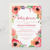 TROPICAL BLUME Babydusche Einladungen (Vorne/Hinten)