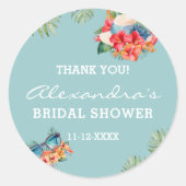 Tropical Blume Blue Beach Brautparty Vielen Dank Runder Aufkleber (Vorderseite)