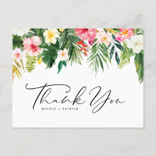 Tropical Blume Garland Wedding Vielen Dank Postkarte
