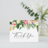 Tropical Blume Garland Wedding Vielen Dank Postkarte (Stehend Vorderseite)