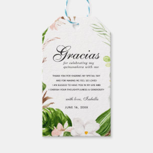 Tropical Blush Floral Quinceañera Dankeschön Geschenkanhänger