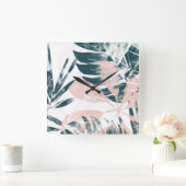 Tropical Blush Quadratische Wanduhr (Zuhause)