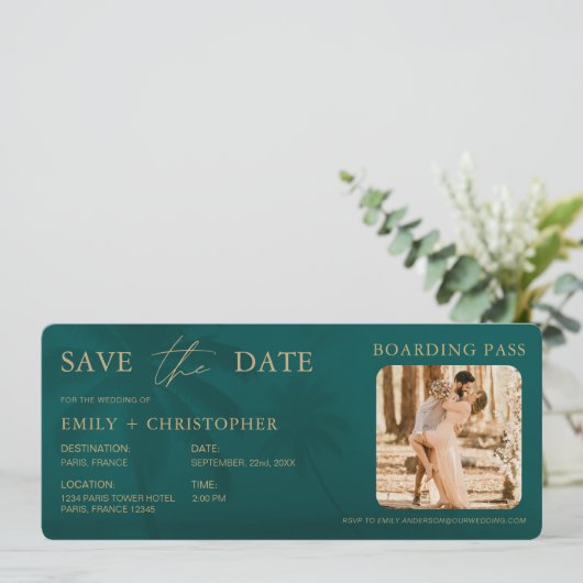 Tropical Boarding Pass Destination Plane Ticket (Stehend Vorderseite)