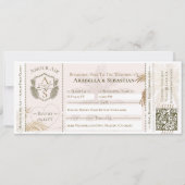 Tropical Boarding Plane Ticket Destination Wedding Einladung (Vorderseite)