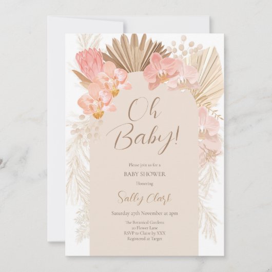 Tropical Boho Baby Dusche Einladung (Vorderseite)