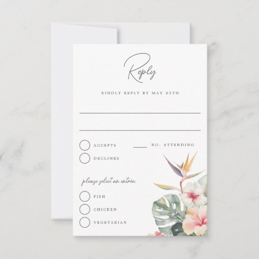 Tropical Boho Botanical Wedding Antwort (Vorderseite)