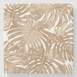 Tropical Boho Brown Beach Jungle Blätter Steinuntersetzer