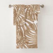 Tropical Boho Brown Dschungel-Blätter Badhandtuch Set (Insitu)
