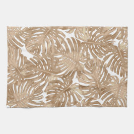 Tropical Boho Brown Dschungel-Blätter Geschirrtuch