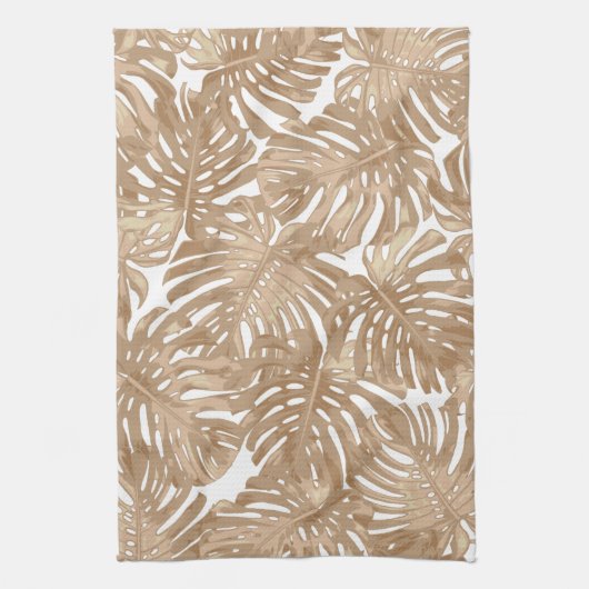 Tropical Boho Brown Dschungel-Blätter Geschirrtuch (Vertikal)