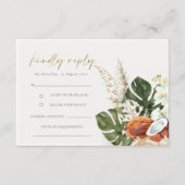 Tropical Boho Coconuts Orchids Palm Wedding RSVP Begleitkarte (Vorderseite)