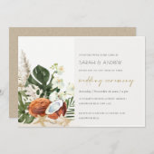 Tropical Boho Coconuts Orchids Palm Wedite Dankeskarte (Vorne/Hinten)