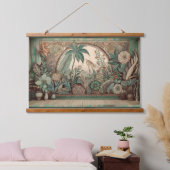 Tropical Boho Display Wall Hanging Wandteppich Mit Holzrahmen (Schlafzimmer)
