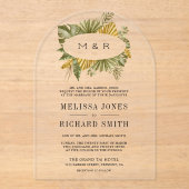 Tropical Boho Dried Palm Leaves Wedding Acryleinladungen (Vorderseite)
