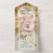 Tropical Boho Floral Arch Sage Green Wedding All In One Einladung (Innen Boden)