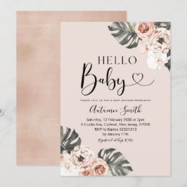 Tropical Boho Floral Hello Baby Dusche Einladung