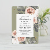 Tropical Boho Floral Khaki Palm Leaf & Orchid Einladung (Stehend Vorderseite)