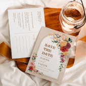 Tropical Boho Floral Pampas Grass Save the Date