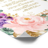 Tropical Boho Floral Wedding Bar Signature Drinks Poster (Ecke)