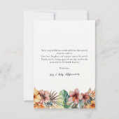 Tropical Boho Floral Wedding Danke Karte (Rückseite)